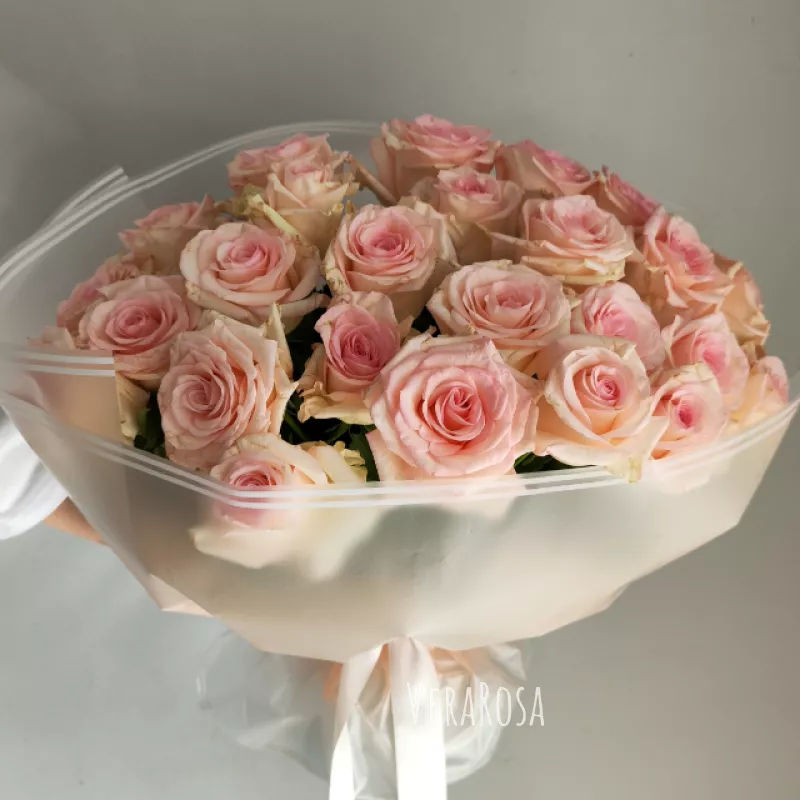 Монобукет из 25 роз «Розовое настроение» 