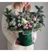 Новогодняя композиция Розовые кувшинки 2