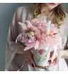 Сухоцветы в жестяном ведёрке Розовый зефир 2