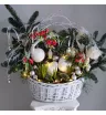 Новогодняя композиция в корзине Зимняя рябина 3