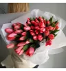 Букет с тюльпанами «Букет из 51 тюльпана Коралловый цвет»