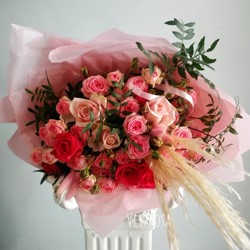 Букет с розами «Розовая нежность» 1