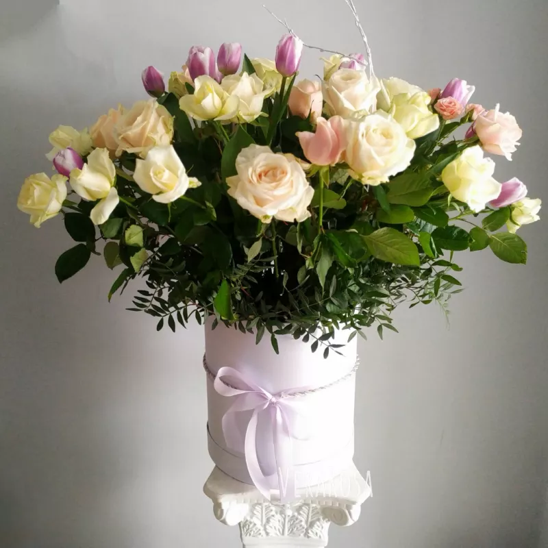 Коробка с розами «Розовый дым размер XL» 1